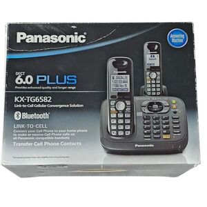 Panasonic KX-TG6582 Cordless Phone Unisex N/A Black Metallic Bluetooth DECT 6.0